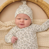 Quincy Mae Bamboo Baby Gown + Hat Set Blue Floral