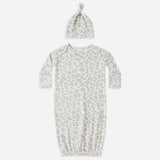 Quincy Mae Bamboo Baby Gown + Hat Set Blue Floral