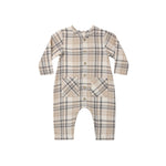 Plaid baby onesie on a white background