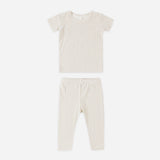 Quincy Mae Bamboo Short Sleeve Pajama Set Oat Gingham