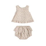 Quincy Mae Ruffled Tulip Top & Bloomer Set Dahlia
