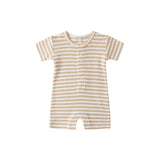 Quincy Mae Waffle Snap Romper Butterscotch Stripe
