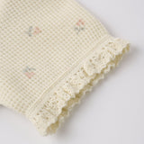 Quincy Mae Short Sleeve Waffle Bodysuit Mauve Ditsy