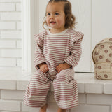 Quincy Mae Ruffle Cozy Set Mulberry Stripe