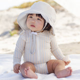 Quincy Mae Byron Rashguard One Piece Blue + Butterscotch Stripe
