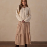 Rylee + Cru  Women's Tiered Midi Skirt Fawn Gingham