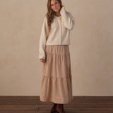 Rylee + Cru  Women's Tiered Midi Skirt Fawn Gingham