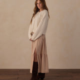Rylee + Cru  Women's Tiered Midi Skirt Fawn Gingham