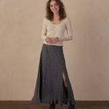 Rylee + Cru Women's Button Slit Skirt Heart Ditsy