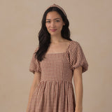 Rylee + Cru Women's Keyara Dress Brick Check