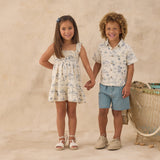 Rylee + Cru Collared Short Sleeve Shirt Ocean Toile