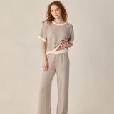Rylee + Cru Women's Knit Wide Leg Pant Chocolate Stripe