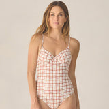 Rylee + Cru Womens Underwire One Piece Cherry Check