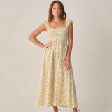 Rylee + Cru Womens Ribbed Tank Dress Lemon Ditsy Flower