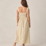 Rylee + Cru Womens Ribbed Tank Dress Lemon Ditsy Flower