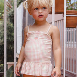 Rylee + Cru Tori Skirted One Piece Petal Gingham