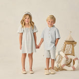 Rylee + Cru Sabrina Mini Dress Light Blue Plaid