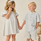 Rylee + Cru Perry Short Light Blue Plaid