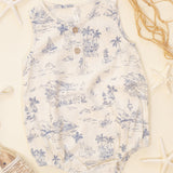 Rylee + Cru Beau Romper Ocean Toile