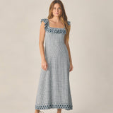 Rylee + Cru Women's Bianca Dress Marine Gingham