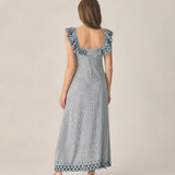 Rylee + Cru Women's Bianca Dress Marine Gingham