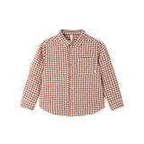 Rylee + Cru Collared Long Sleeve Shirt Brick Check