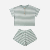 Rylee + Cru Summer Waffle Set Sea Green Stripe
