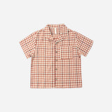 Rylee + Cru Lapel Collar Shirt Poppy Gingham