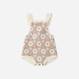 Rylee + Cru Crochet Romper Blue/Light Pink/Ivory