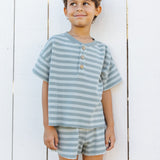 Rylee + Cru Summer Waffle Set Sea Green Stripe