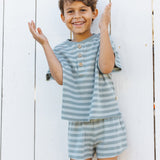 Rylee + Cru Summer Waffle Set Sea Green Stripe