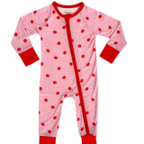 In My Jammers Red Kiss Zipper Romper