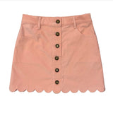 Avery & Alexander Scallop Hem Corduroy Skirt Rose Cloud