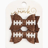 Sweet Wink Game Day Glitter Bow Clip Set