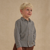 Rylee + Cru Collared Long Sleeve Shirt Black Gingham
