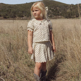 Rylee + Cru Smocked V Mini Skirt Vintage Fleur
