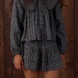 Rylee + Cru Tiered Mini Skirt Heart Ditsy