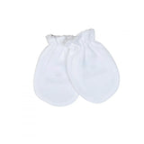 Baby Loren White Mittens with White Picot Trim
