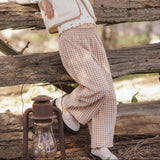 Rylee + Cru Wide Leg Pant Fawn Gingham