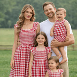 Rylee Faith Adult Red Plaid Sleeveless Sundress