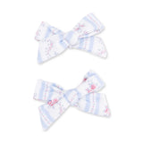 Angel Dear Anna Floral Stripe 2 Pack Bow Clips