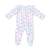 Angel Dear Anna Floral Stripe 2 Way Ruffle Sleeve Zipper Footie