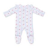 Angel Dear Anna Floral Stripe 2 Way Ruffle Sleeve Zipper Footie