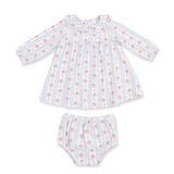 Angel Dear Anna Floral Stripe Long Sleeve Peter Pan Ruffle Collar Dress