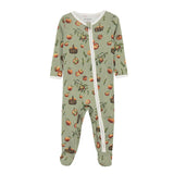 Milkbarn Organic Cotton Zipper Footed Romper Apple Orchard
