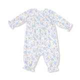 Angel Dear Baby Blue Floral Smocked Romper