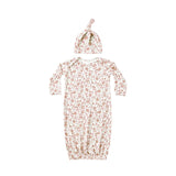 Quincy Mae Bamboo Baby Gown and Hat Set Bloom