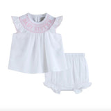 Lil Cactus White Baby Sister Smocked Dress and Bloomer Set