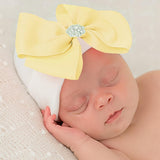 ilybean Yellow Bella Bow Hat with Rhinestone Center