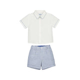 Mayoral 1225 Linen Bermuda Set Capri Blue